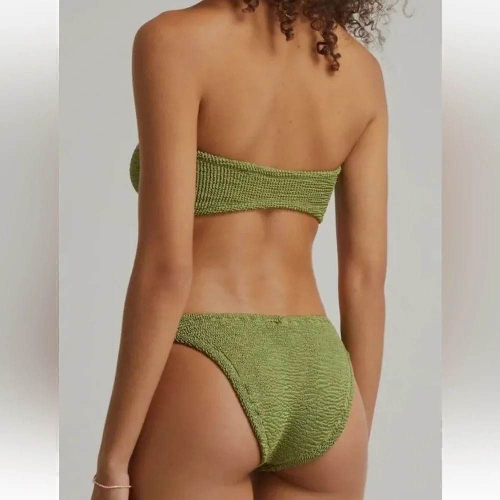 Hunza G Green Gloria Two Piece Bikini Set Swimwear One Size Moss Stretch